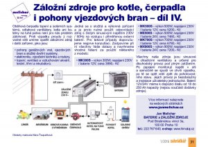Záložní, náhradní zdroje pro čerpadla, kotle a solání systémy v Zahrádkáři