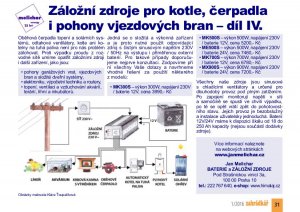 Záložní, náhradní zdroje pro čerpadla, kotle a solání systémy v Zahrádkáři